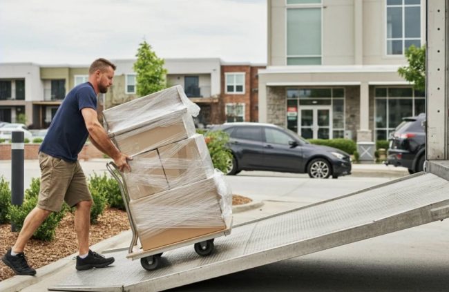 professional movers loading truck in Lawrenceville GA
